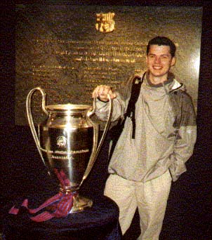 Ben Holding the European Cup