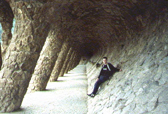 Ben in a passageway in Parc Guell